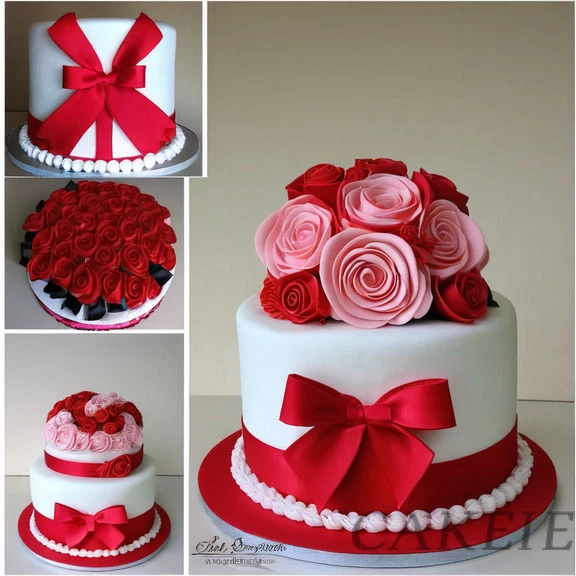 Red Pink Rose Cake